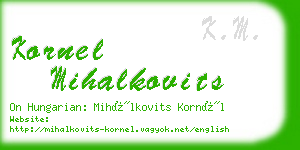 kornel mihalkovits business card